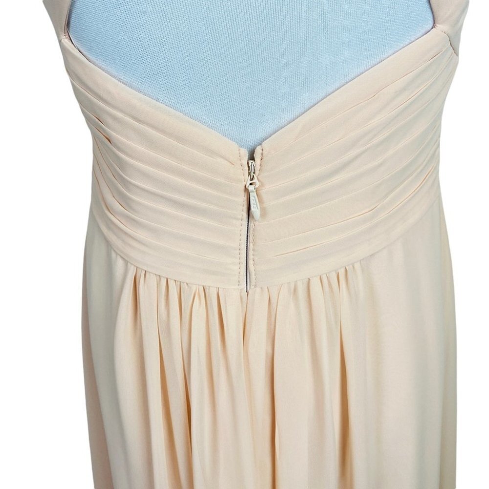 Azazie Elegant Floor Length Sleeveless Prom Wedding Guest Dress Light Peach - Picture 10 of 14